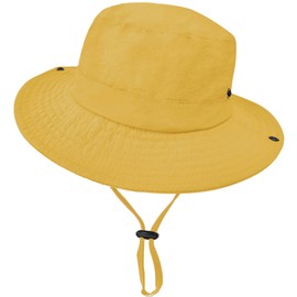Outdoor Kids Sun Hat UPF 50+ Quick Dry Foldable Bucket Hat Lightweight Adjustable Fishing Safari Hat for Girls and Boys Yellow