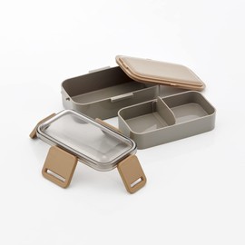 Skater PFLW4AG-A Lunch Box, Mauve Gray, 20.3 fl oz (600 ml), Antibacterial, Fluffy, Dome-Shaped Lid, 2-Tier, Made in Japan