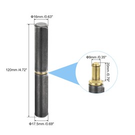 sourcing map 4Pcs Weld on Barrel Hinges, 4-6/8" x 10/16" (LxD) Carbon Steel Weldable Detachable Barrel Hinges for Metal Gate Swing Door Trailer Ramp, 0.35" Pin OD