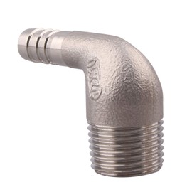 DERNORD 3/8" Hose Barb x 1/2" Male NPT Stainless Steel 90 Degree Elbow- Home Brew Pipe Fitting