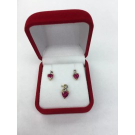 Unbranded Solid 10K Yellow Gold  Red Heart & Diamond EARRING ONLY (NO RING & NO PENDANT)