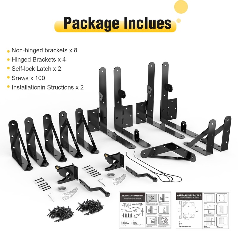 Fence Gate Kit Gate Hardware with Gate Latch for Wooden