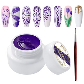 U-Shinein 3D Nail Sculpting Gel,Non Wipe Painting Nail Polish Gel with Nail Painting Pen for Art Carving Modeling,Rub Chrome Nail Powder,and Nail Painting UV/Led Manicure DIY, #Purple