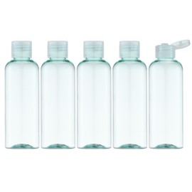 LISAPACK - Botellas de viaje de 3.4 onzas con tapa abatible (5 piezas) contenedor dispensador aspiradora para cosméticos de tamaño de viaje (100 ml, verde claro)