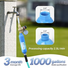 OULEME RV Water Filter, Inline Water Hose Filter for Camper, Travel Trailer, Marine, Garden, Pool, Reduces Bad Taste, Odors, Chlorine - 1 Pack with Hose Protector
