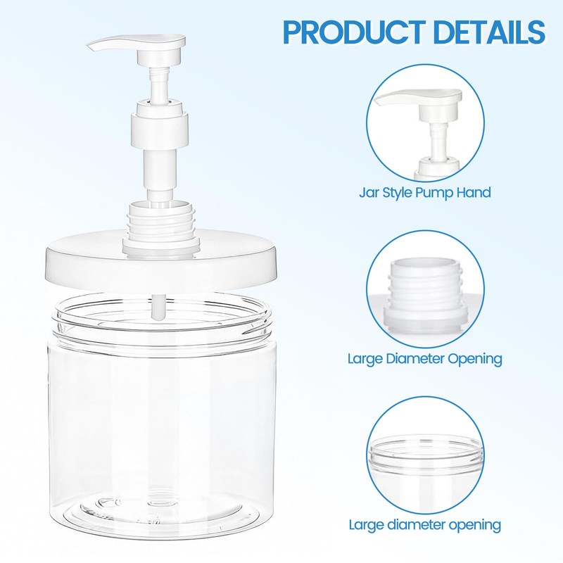 Pump Bottle Dispenser for Conditioner,17 oz Refillable Clear Lotion Jar