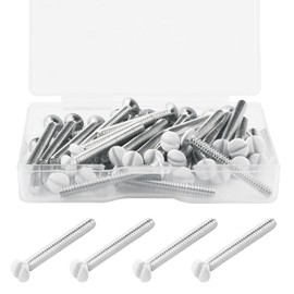SBRRAIL 1.2 Inch Long 6-32 Thread Wall Plate Screws for Outlet Switch Covers Face Plates Electrical Light Panel White Oval Head Milled Slot Screw Replacement 50pcs
