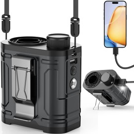 Personal Hands-Free Wearable Waist Fan: 8-40H Runtime, 10000mAh USB-C Rechargeable Belt Fan, Adjustable 0-100 Wind, LED Flashlight, Compact & Cooling for Men, Outdoor Worker, Jobsite, Camping