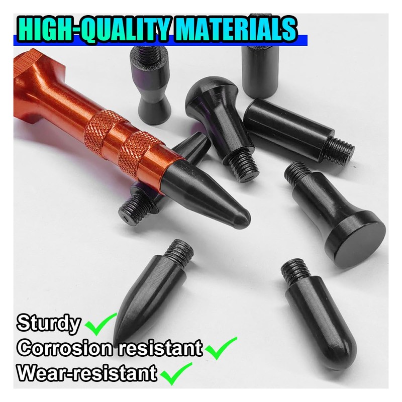 UHANBUT Paintless Dent Repair Kit, 9 Different Shaped Hammer Heads