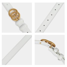 Aurolran Women's Fashion Classic Metal Buckle Leather Belt with Jeans Dress