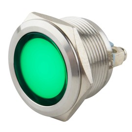 SeKi 22 mm LED Indicator Light in Green 6-24 V; V2A Stainless Steel Signal Light - Indicator Light, Indicator, Indicator Light, Power Indicator