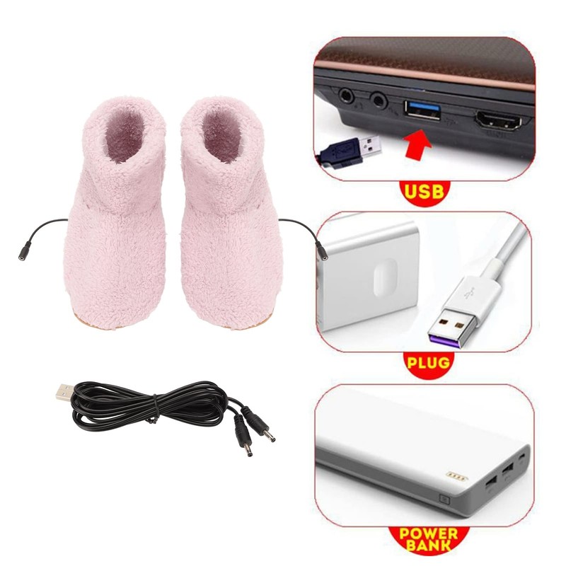 Heated Foot Warmer Electric Heating Booties Slippers, Soft Plush, Wear