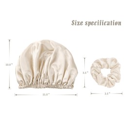 Silk Bonnet For Sleeping Women - Large Size, Adjustable, Double Layer, Large Elastic Band, Champagne 2PCS