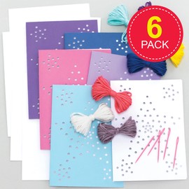 Baker Ross FE943 Star Threading Card Kits - Pack of 6, Make Your Own Christmas Cards, Introduction to Threading for Beginners, Educational Crafts for Kids, assorted