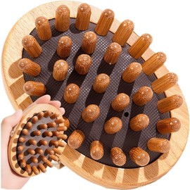 Beech Wooden Scalp Massage Comb, Wooden Scalp Massager, Round Portable Comb for Scalp to Promote Hair Growth, Mini Hair Brush Nice processing