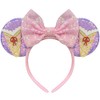 Trnerm Princess Mouse Ears Headband Cute Sequin Pink Bows Princess