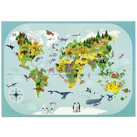 Avenue Mandarine - Ref KC042C - Décalco Mania Planisphere Box - 30 x 42cm Cardboard Backing, 2 Sheets of Animal Decals, Full Instructions Supplied, Suitable for Ages 6-10+