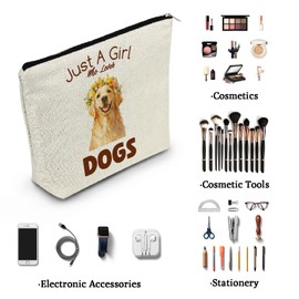 YULUENZE Dogs Gifts Puppy Christmas Birthday Gifts Just Love Dogs Makeup Bag Funny Puppy Gifts for Dog Lovers Women Friends