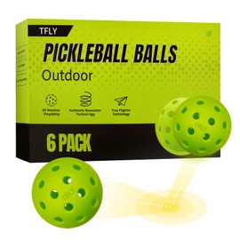 TFLY Pickleball Balls, 6 Packs 40 Holes Premium Outdoor Pickleball Balls with Great Bounce, Pickleball Accessories, Ideal for All Skill Levels