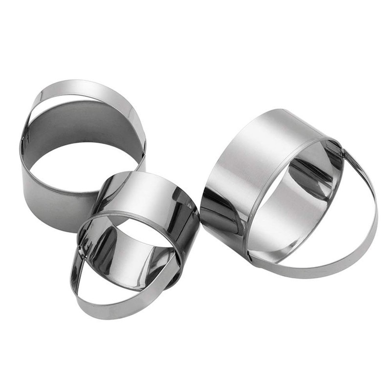 Maykito 3 Pieces Round Biscuit Cutter with Handle - Stainless