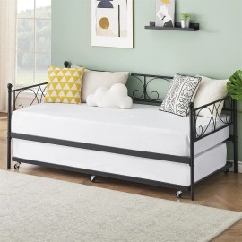 GAOMON Twin Daybed with Trundle Metal Twin Trundle Bed Frame Sofa Bed Frame for Living