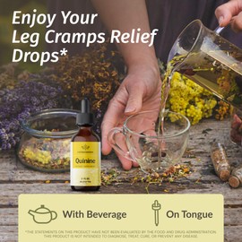 HERBAMAMA Quinine Drops for Leg Cramps - Vegan Cinchona Cramp Bark Tincture - Non-GMO, Alcohol & Sugar-Free Pure Quinine Liquid Supplement, 42-Day Supply