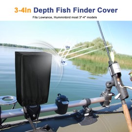 Fish Finder Cover for Garmin Humminbird Lowrance 3-4inch Fishfinder, Depth Finder Cover for Garmin Striker 4/4cv Screen Protector, 210D Oxford Fabric Waterproof Protection Accessories with Drawstring