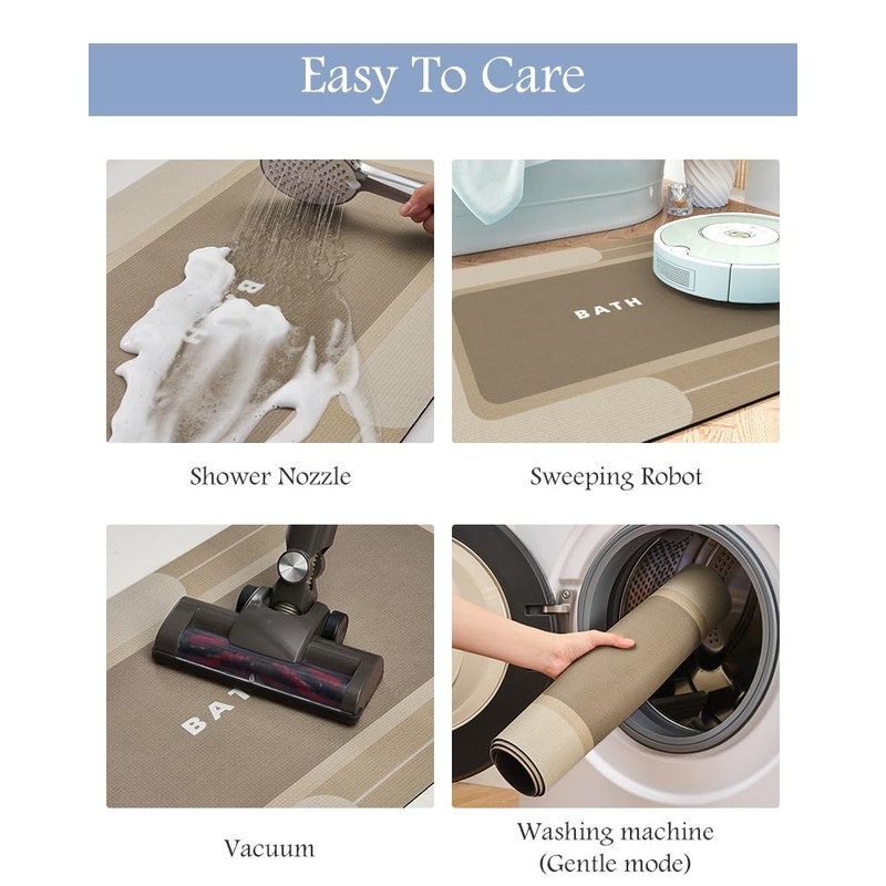 MontVoo-Bath Mat Rug Long Non Slip Super Absorbent Bathroom Runner