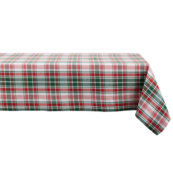 DII Yuletide Plaid Christmas Collection Holiday Dining Table Linen, Tablecloth,