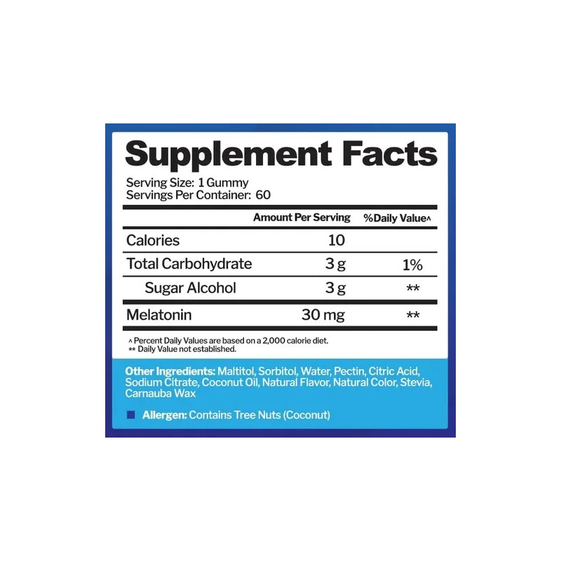 Gomitas de Melatonina Just Nutrients 30 mg para un Sueño
