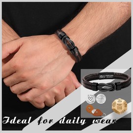 Husband Birthday Gift, Husband Fathers Day Bracelet Gifts from Wife Romantic Gifts for Him Basket with Food Dice Pocket Hug Token Leather Bracelet Birthday Gift for Him