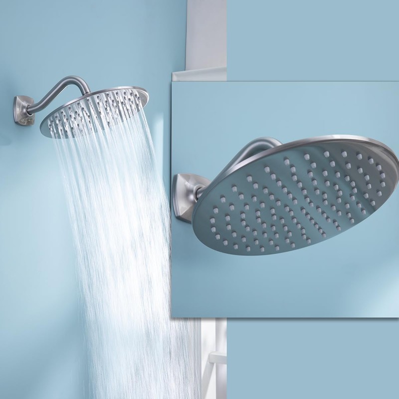 SWHYGER 8 Inch Angled Shower Arm Extension with Flange, Brushed