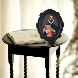 SIKOO Vintage Picture Frame 5x7 Oval Black Gothic Picture Frame Wall Mount or Tabletop Display Antique Wall Decor Gallery Ornate Gothic Home Decor