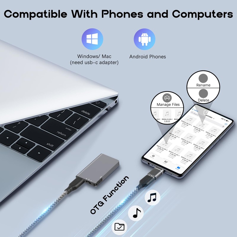 128GB(1520Hour) Magnetic Digital Voice Recorder - Voice Activated Recorder with