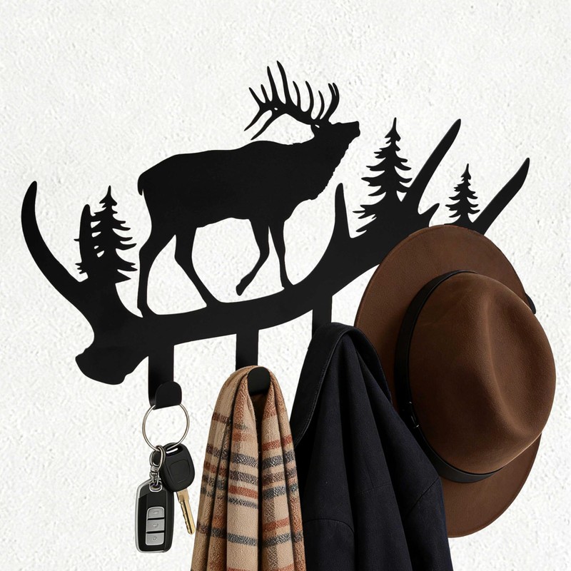 Zckjnoi Elk Antler Key Holder Wall Mount – Rustic Key
