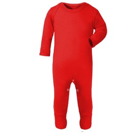 KWC 100% Cotton BABY BOY GIRL Plain Chest Long Sleeve Babygrow Bodysuit Romper suit (Red, 0-3 Months)