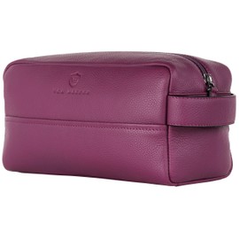 VON HEESEN Toiletry Bag Leather Toiletry Bag for Men and Women - Genuine Leather Necessaire Ideal for Travel - Wash Bag and Cosmetic Bag, Pink, 1 main compartment