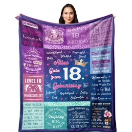 Yesbird 18th Birthday Girl, Gifts Girls 18 Years, 18 Year Old Girl/Boy, 18th Birthday Gift Girl/Boy, Decoration 18th Birthday Girl Teenager Blanket 150 x 130 cm