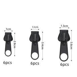 18 Pack Zip Slider Replacement, Naisfei Zip Repair Kit, Removable Zip, Pull Zip Slider Replacement Slider for Jacket, Coat, Luggage (Black)