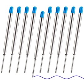 NOCHME Ballpoint Pen Refills Blue 9.8 cm NOCHME Pack of 10 1.0 mm Interchangeable Standard Metal Ballpoint Pen Refills, Compatible with Parker G2 Format for Uniform and Smooth Writing Experience