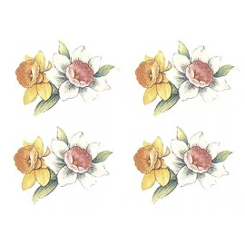 Captive Decals Pink Yellow Daffodil Flowers 9 pcs 1-5/8" X 1-1/2" Waterslide Ceramic Decals