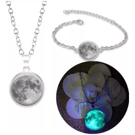 THE9SHOP Collar De Luna Llena Brillante Brilla En La Obscuridad 3d