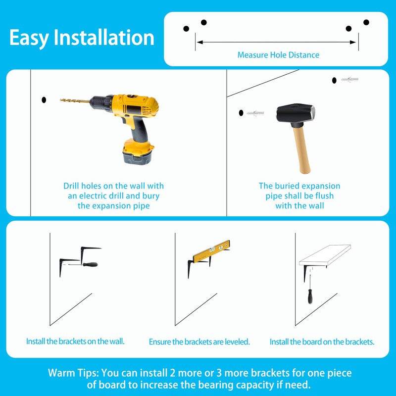 20 Pack Shelf Brackets 10 Inch, White Metal Brackets for