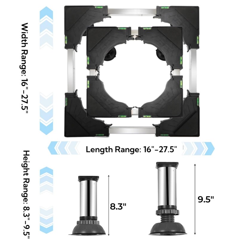 8.3"-9.5" Height Mini Fridge Stand, Washing Machine Pedestal with 4