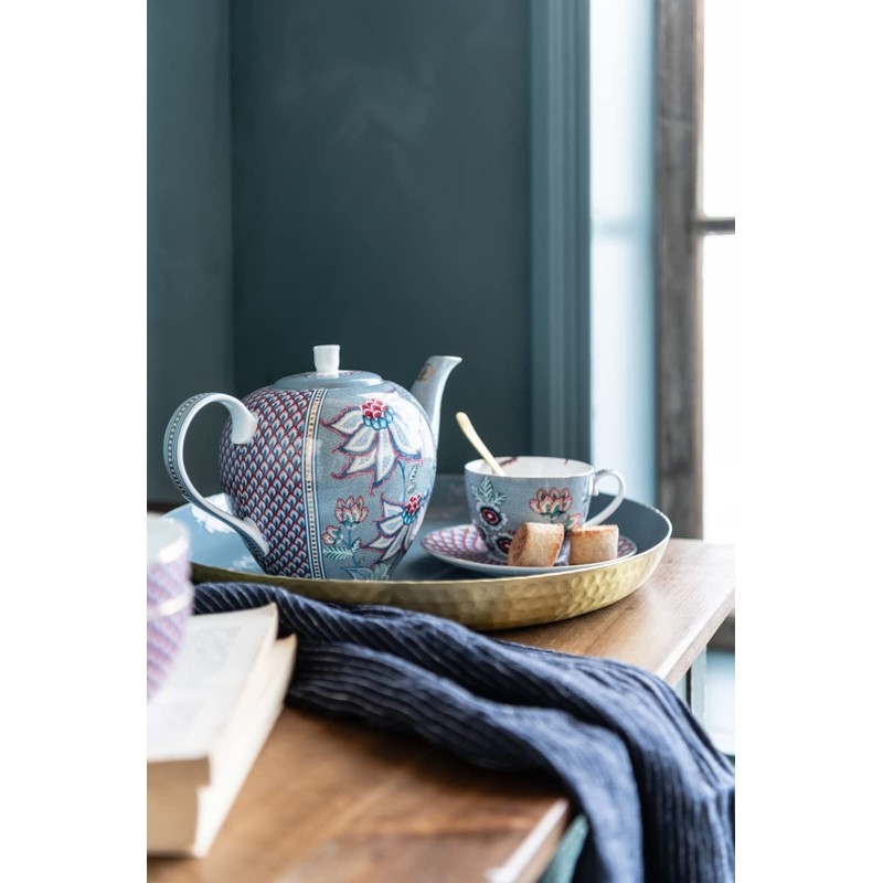 Pip Studio Flower Festival Tea Towel Blue 50 x 70