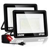 150W LED Flood Light,18000LM Floodlight with Plug,IP66 Waterproof Outdoor Lights,