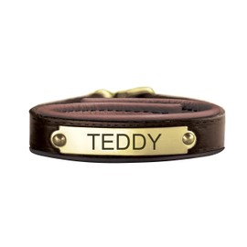 Solid Color Padded Leather Bracelet with Plate (Havana and Brown)