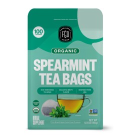 FGO Organic Spearmint Leaf Tea, 100 Count, Eco-Conscious Tea Bags, Caffeine Free, Resealable Bag, Packaging May Vary (Pack of 1)