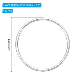 PATIKIL 2 Inch Dream Catcher Rings, 20 Pcs Metal Macrame Wreath Floral Round Ring Hoop for Christmas Decor Home Car DIY Craft Wedding Wall Hanging Decorations, Silver