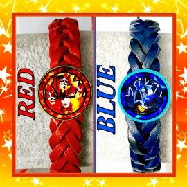 KISS ACE FREHLEY  RED&BLUE  TWO LEATHER BRACELETS